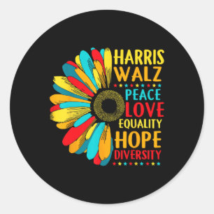 Solros Harris-Wheimer 2024 Peace Lgbt Harris-w Runt Klistermärke