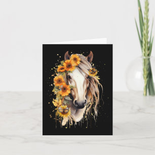 Solros Hästporträtt Ryttare Cowgirl Ridning Kort