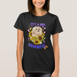 Solros Havanese Girl kärlek Hund T Shirt