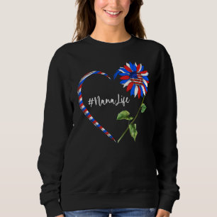 Solros Heart American Nana Life USA flagga 4:e T Shirt