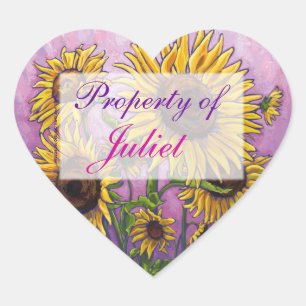 Solros Heart Bok Stickers Hjärtformat Klistermärke