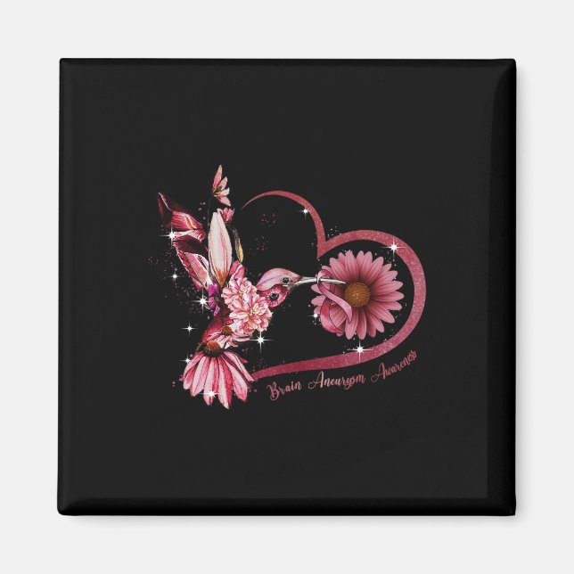 Solros Heart Burgundy Ribbon Brain Aneurysm Magnet (Framsidan)