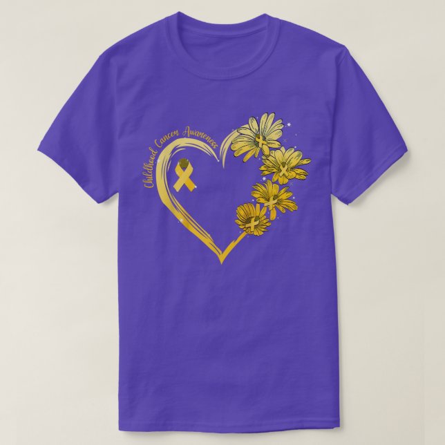 Solros Heart - Guld - Barnomscancer Medveten T Shirt (Design framsida)