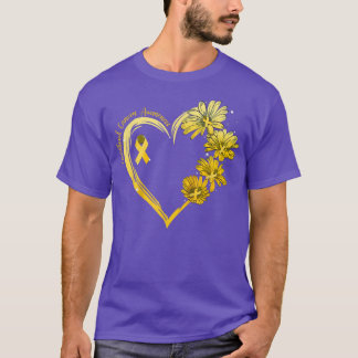 Solros Heart - Guld - Barnomscancer Medveten T Shirt