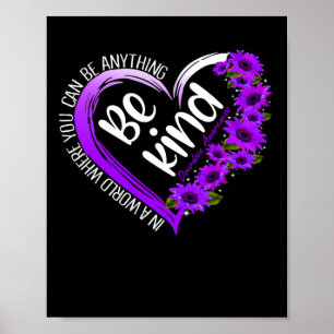 Solros Heart Var vänlig Lila Ökad medvetenhet om ö Poster