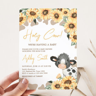 Solros Heliga Kow Baby Shower Inbjudningar