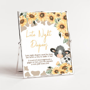 Solros Heliga Kow Baby Shower Late Night Diaper Poster