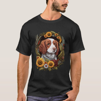 Solros Hippie Blommigt Brittany Spain Hund T Shi Shirt
