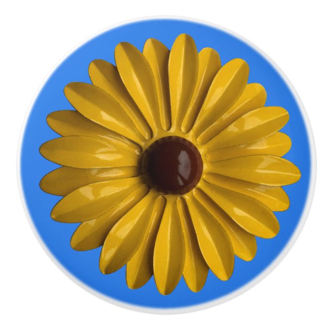 Solros Hippie Margerita Blomma Blommig BOHO Gul C Knopp (Framsidan)