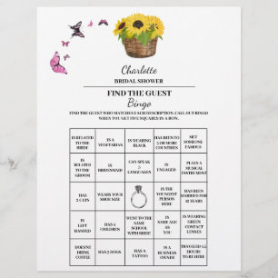Solros Hitta Gäst Bröllopsdusch Bingo Reklamblad
