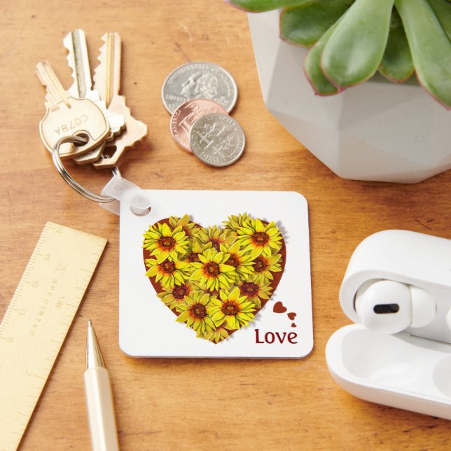 Solros hjärtanhängare nyckelring (Skrivbord)