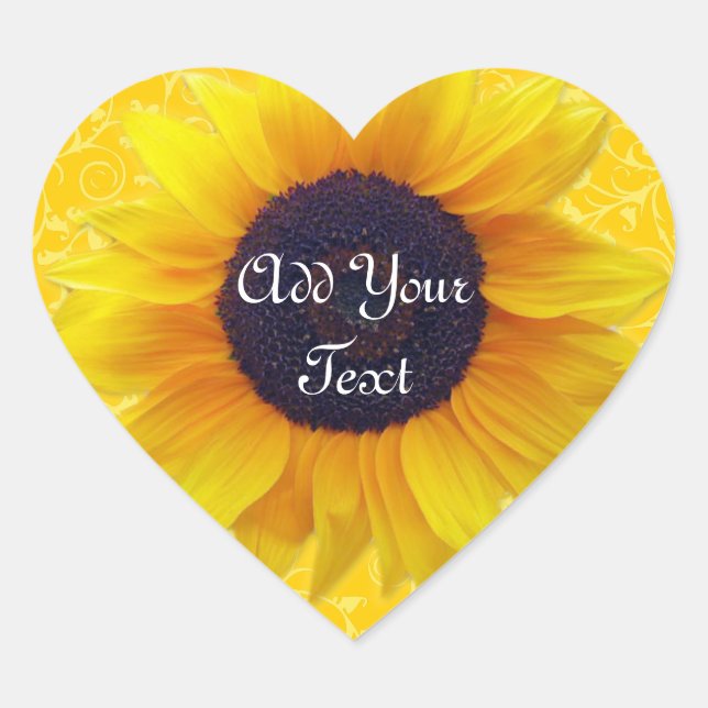 Solros Hjärtformat Klistermärke (Framsida)