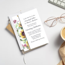 Solros höst vattenfärg blommor bröllop