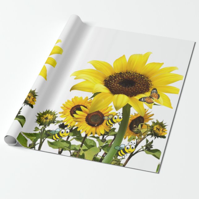 Solros Humla FjärilMatta Inpackningspapper Presentpapper (Utrullad)