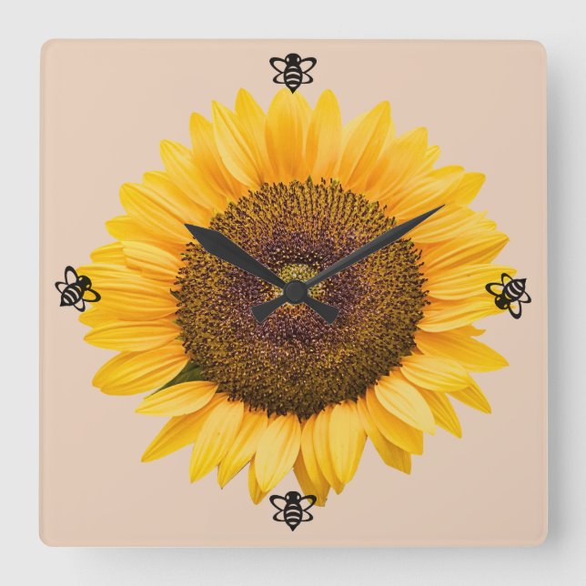 Solros Humla Peachy Wall Clock Fyrkantig Klocka (Framsida)