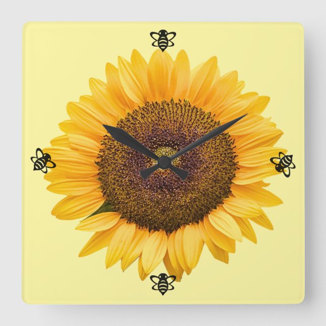 Solros Humla Wall Clock Fyrkantig Klocka (Framsida)