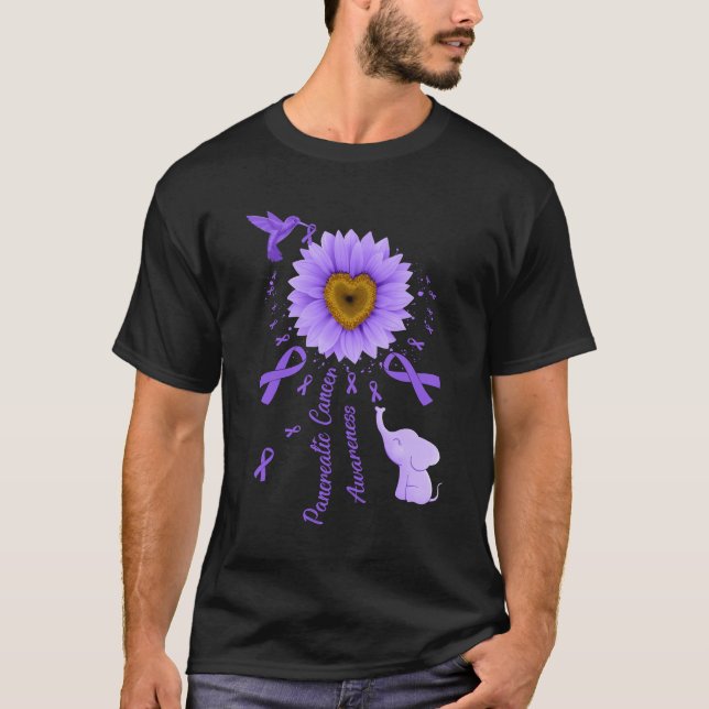 Solros Hummingbird Elephant Pancreatic Cancer A T Shirt (Framsida)