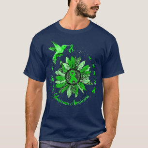 Solros Hummingbird Grönt Ribbon Glaucoma Warrio T Shirt