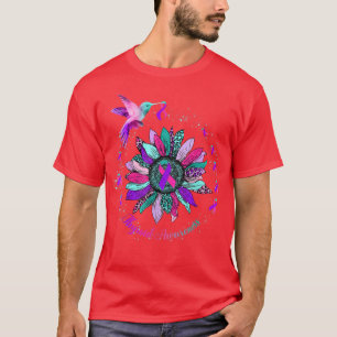 Solros Hummingbird Lila Teal Rosa Ribbon Thyr T Shirt