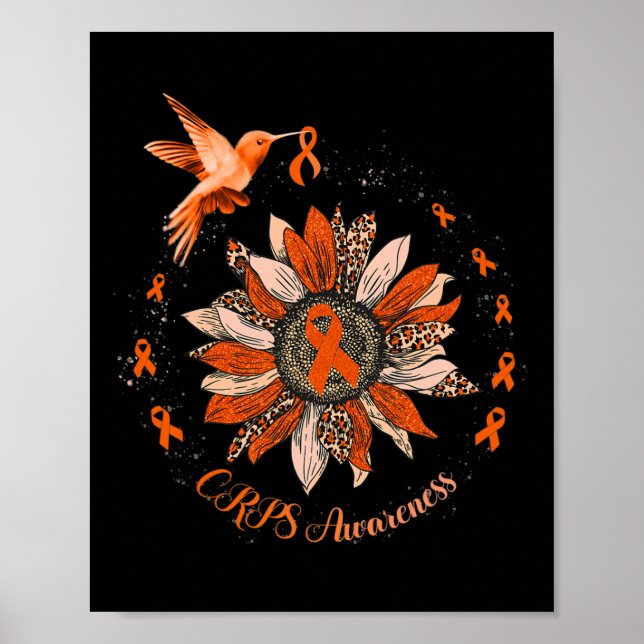 Solros Hummingbird Orange Ribbon CRPS Warrior Poster (Framsidan)