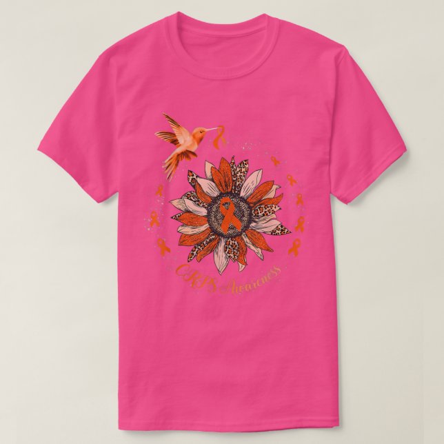 Solros Hummingbird Orange Ribbon CRPS Warrior T Shirt (Design framsida)
