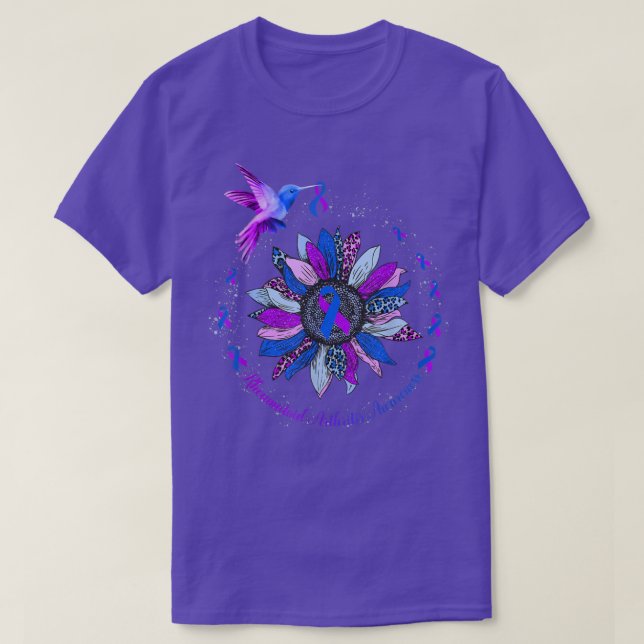 Solros Hummingbird Ribbon Rheumatoid Arthritis T Shirt (Design framsida)