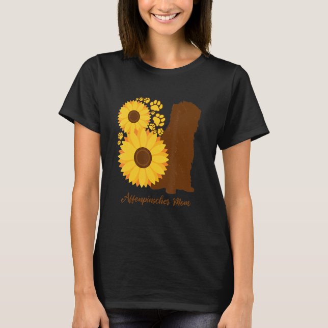 Solros Hund Mamma - Ape Terrier Affenpinscher T Shirt (Framsida)
