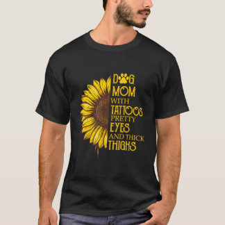 Solros Hund Mamma med Tattoos Söt Öga och denna i T Shirt