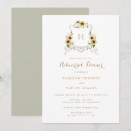 Solros Hydrangea Vapen Övningsmiddag Bröllop Inbjudningar