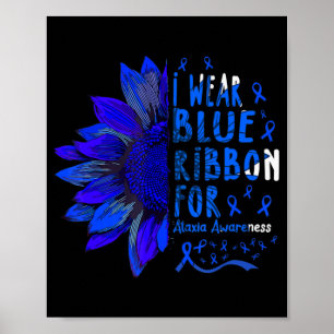 Solros I Bära Blue Ribbon for Ataxi Awareness Poster