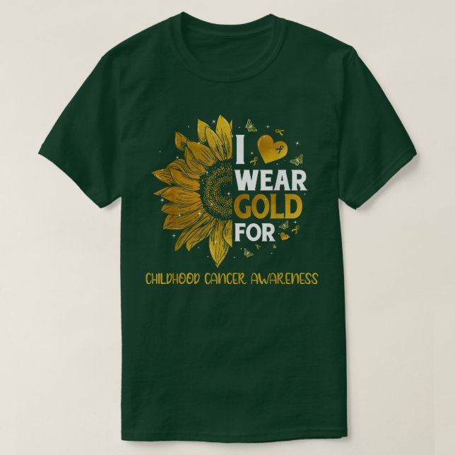 Solros I Bära Guld - barncancer i T Shirt (Design framsida)