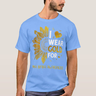 Solros I Bära Guld Ribbon Spina Bifida Awarenes T Shirt