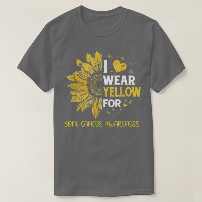 Solros I Bära Gult Ribbon Bone Cancer Awarene T Shirt (Design framsida)