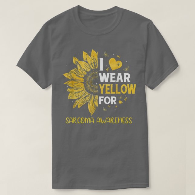 Solros I Bära Gult Ribbon Sarcoma Awareness T Shirt (Design framsida)