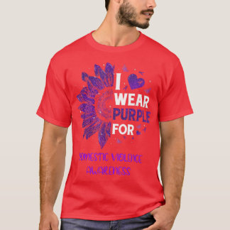 Solros I Bära Lila Ribbon Domestic Violence A T Shirt