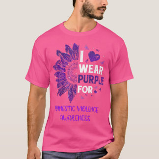 Solros I Bära Lila Ribbon Domestic Violence A T Shirt