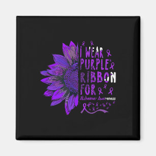 Solros I Bära Lila Ribbon for Alzheimer Medveten Magnet
