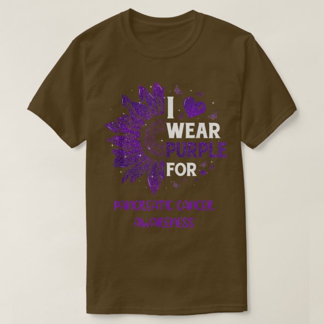 Solros I Bära Lila Ribbon Pankreascancer A T Shirt (Design framsida)