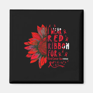 Solros I Bära Red Ribbon for Blood Cancer Medveten Magnet