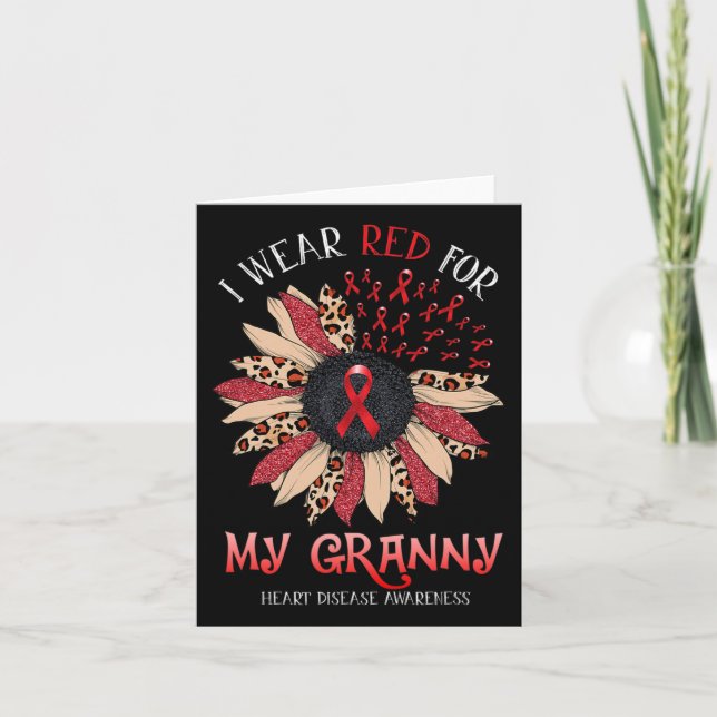 Solros I Bära Red Ribbon Granny Heart Disease A Kort (Framsida)