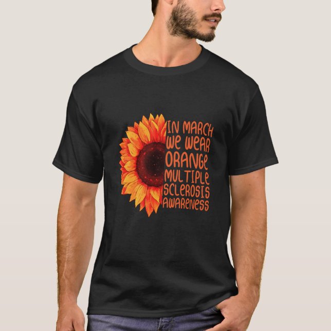 Solros i march bära orange många skleros t shirt (Framsida)