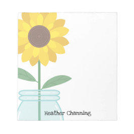 Solros i Mason Burk - lägg till ditt namn Anteckningsblock