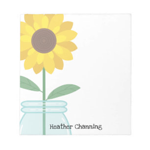 Solros i Mason Burk - lägg till ditt namn Anteckningsblock