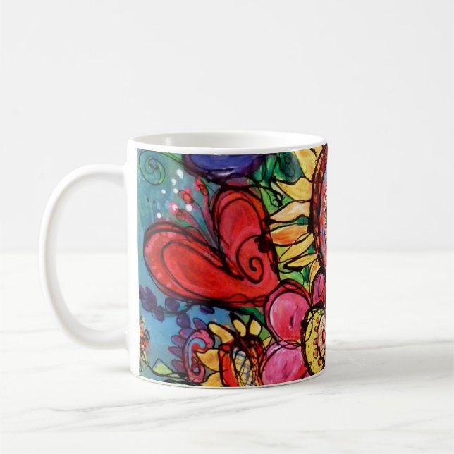 Solros i rosa vas kaffemugg (Vänster)