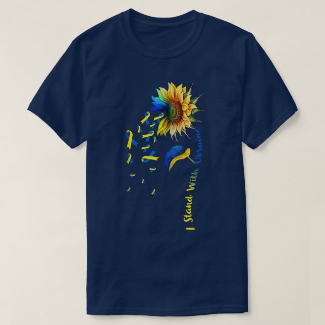 Solros I Ställa in i Ukrainas energisparfunktioner T Shirt (Design framsida)