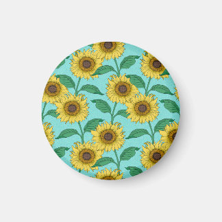 Solros Illustration Mode Repeat Mönster Magnet