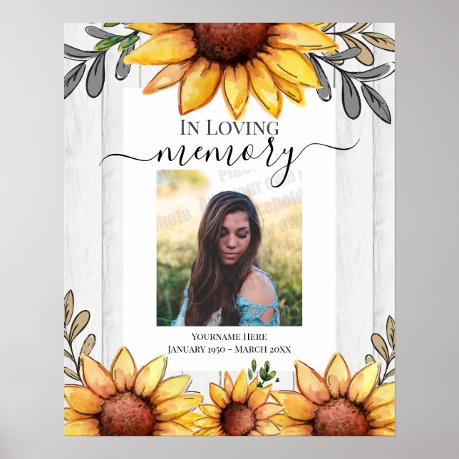 Solros In Loving Memory Fotoaffisch Poster (Framsidan)
