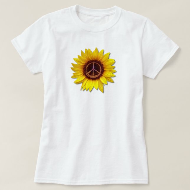 Solros inre Fred Symbol Skylt Ukraina Blomma T Shirt (Design framsida)