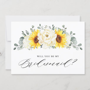Solros Ivory Peony Kommer du att bli min Bridesmai Inbjudningar