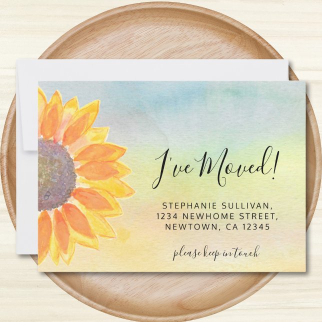 Solros Jag har Flyttat färgstark Flytta-varning Meddelande (Skapare uppladdad)